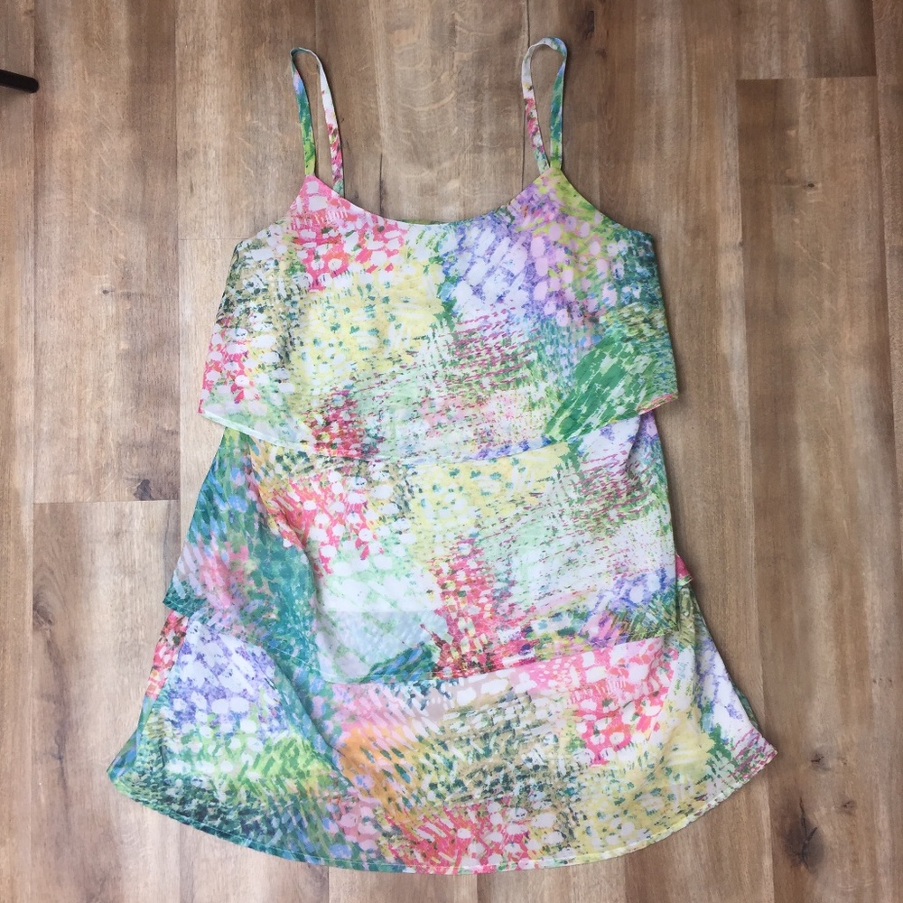 🌞FREE! Lane Bryant Colorful Layered Lined Tank 14 - Picture 2 of 7